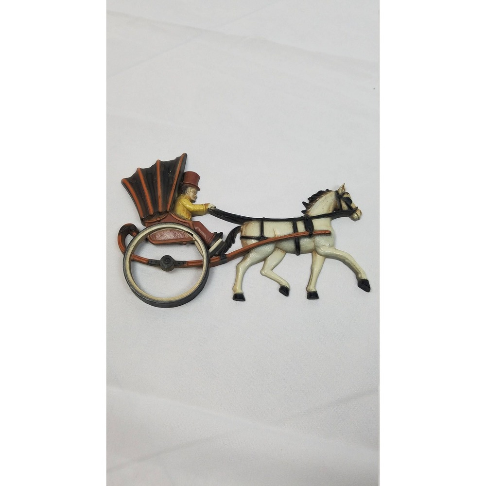 Vtg Homco 1975 plastic wall hanging decor mid century carriage man horse English